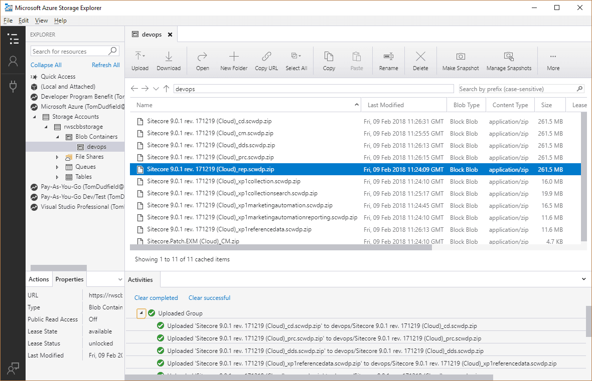 SCWDP in blob storage